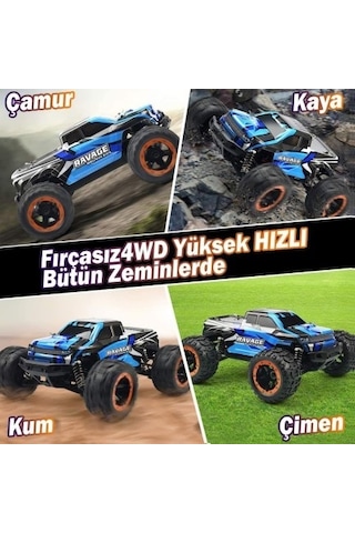 Haıboxıng RC 1/16 Ravage 45+ KM/H Sürat Uzaktan Kumandalı RC Model Araba RTR Elektrikli 4WD Brushless Fırçasız Offroad Truck Mavi