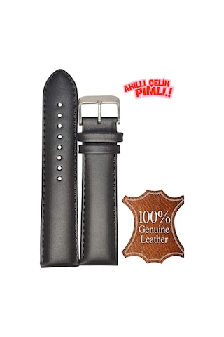 22mm Akıllı Pimli Siyah Hakiki Tek Parça Deri Saat Kordonu Kayışı 44mm Diğer