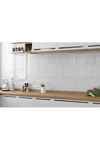 Shiny Düz Beyaz Parlak 30x60cm Yapışkanlı Mutfak Banyo Kaplama Köpük Duvar Paneli Kağıdı Beyaz