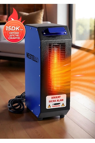 Nestello Elektrikli Isıtıcı 3400w, 3 Kademeli Ayar, Sessiz Fanlı Isıtıcı