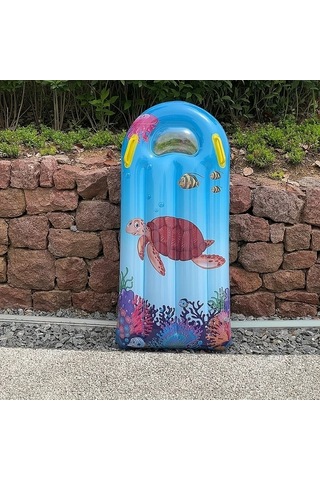 Honeybeeshop Yaz İçin Şişme Çok Renkli Dalga Tahtası Hindistan Cevizi Ağacı Desenli Kalın Pvc Tutma Kolu Su Malzemeleri 1pc