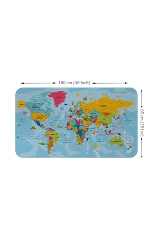 Türkçe Eğitici Ülke Ve Başkent Okyanus Detaylı Atlası Dünya Haritası Duvar Sticker -60x105-3864 - Renkli Çok Renkli