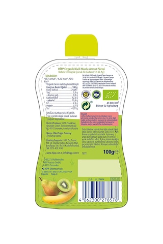 Hipp Organik Kivili Muzlu Armut Püresi 100gr