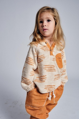 Etnik Desen Kapşonlu 2 Li Takım Oranj