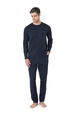 Pierre Cardin 3'lü Çizgili Robdöşambır Penye Pijama Takım Kutulu Damat Çeyiz Seti Lacıvert