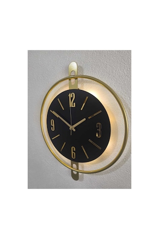 Pey Aksesuar Işıklı Orijinal Metal 40x50 Cm - İskandinav Metal Duvar Saati 50x70 Büyük Boy Cm Metal Ahşap Ve Işığın Muhteşem Uyumu Duvar Saati Dekoratif Meta -yeni Metal-gold-siyah-gold Ahşap-m54-gold-beyaz-siyah-siyah
