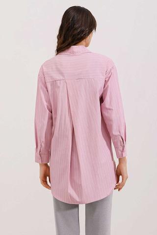 Gabria Tek Cep Arkası Uzun Gömlek Pembe
