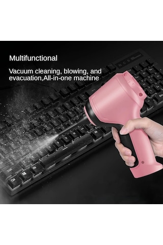 Elmpaly Pembe Üçü Bir Arada Yüksek Güçlü Kablosuz Elektrikli Süpürge Araç Ve Ev İçin Uzun Pil Ömrü Toz Tüy Temizleme Aksesuarlı