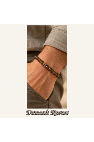 Dumanlı Kuvars Taşı Bileklik 8 Mm, Unisex, Elastik Çok Renkli