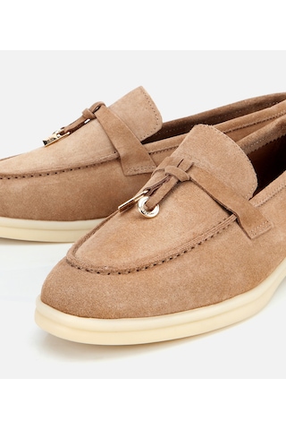 Hotiç Kadın Süet Deri Bej Gold Aksesuarlı Klasik Loafer 01ayh313760a300 01ayh313760a300 Bej
