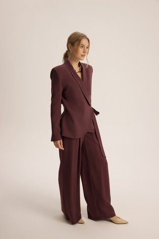 Mai Studios Co. Mirelka Bağlamalı Bordo Blazer Pantolon Takım Bordo