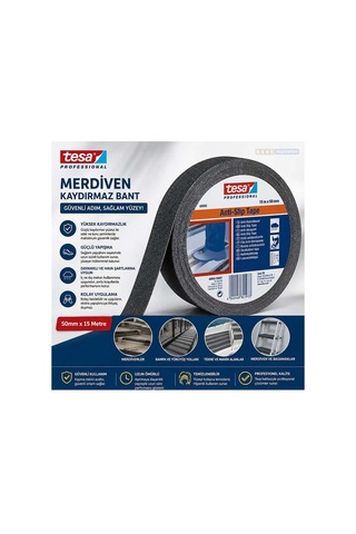 Tesa Merdiven Kaydırmaz Bant Siyah 50mm X 15 Metre Anti Slip Zemin Ve Basamak Kaymaz Bant