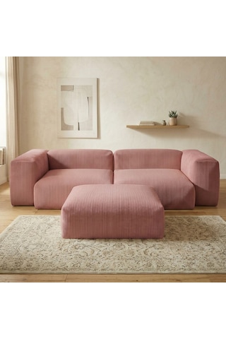 Relax Köşe Koltuk Takımı Sünger Koltuk Kanepe Divan Gül Kurusu
