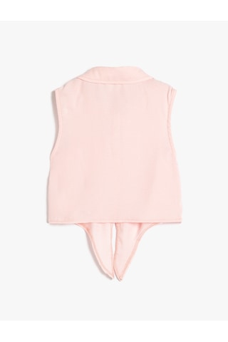 Koton Crop Gömlek Kolsuz Cep Detaylı Belden Bağlamalı Pembe 5skg60025aw Pembe