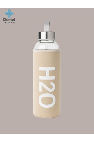H2o Kılıflı Cam Matara 600 Ml Bej