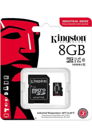 Kingston Sdcıt2-8gb 8gb Microsdhc Industrial C10 A1 Pslc Card + Sd Adapter Hafıza Kartı