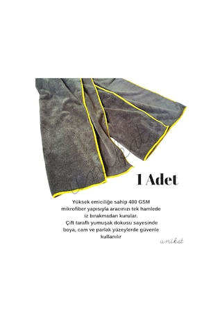 Unikat Çift Taraflı Mikrofiber Araç Kurulama Havlusu 50 70 Cm 400 Gsm - 1 Adet