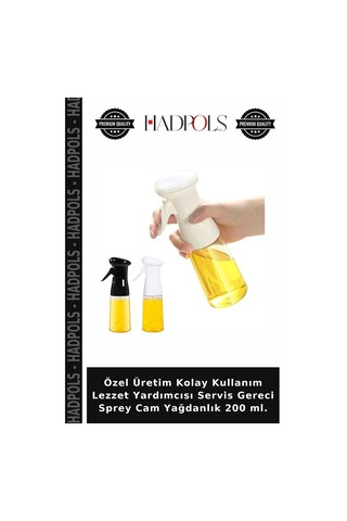 Özel Üretim Kolay Kullanım Lezzet Yardımcısı Servis Gereci Sprey Cam Yağdanlık 200 Ml. Şeffaf