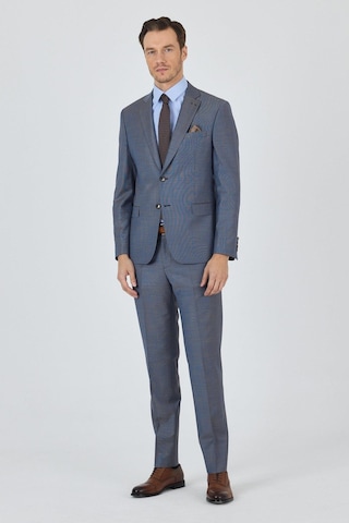 İmza Mavi Mono Yaka Düz 2 Düğme Classic Yünlü Slim Fit Takım Elbise 1001250175 Mavi