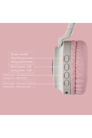 Geeroyoo Kablosuz Led Işıklı Kat Kulaklık - Mikrofonlu, Katlanabilir, Tf Kart Ve Aux Girişli, 40mm Hoparlör, 400mah Pil