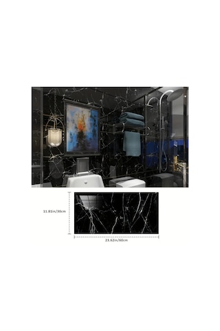 Kenpazar Siyah Mermer Desenli Alüminyum Plastik Duvar Sticker