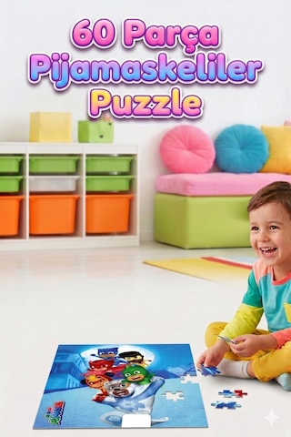 Pijamaskeliler 60 Parça Çocuk Puzzle Eğitici Ve Öğretici Figür Karakterli Oyuncak Yapboz