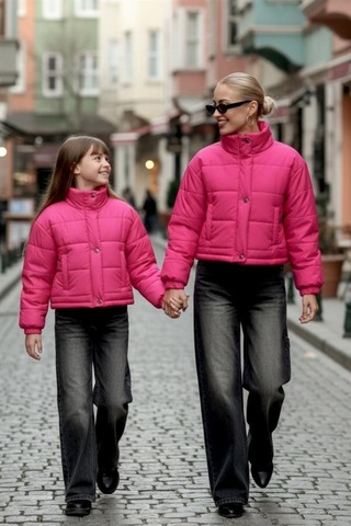 Veraura Lifestyle Kız Çocuk Pembe Çıtçıtlı Fermuarlı Şişme Mont