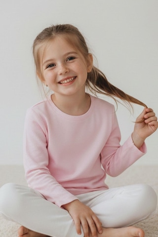Breeze Kız Çocuk Uzun Kollu Tişört Basic 4-8 Yaş, Pembe Pembe