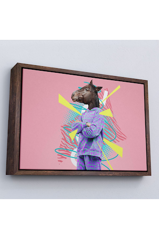 Miyrem^ Canvas Serie At Kafalı İnsan Tablosu-7256