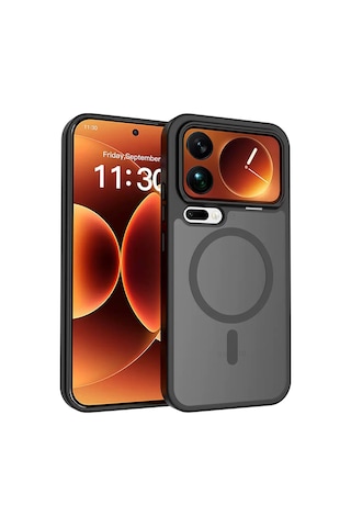 Xiaomi 17 Pro Max Uyumlu Kılıf Kamera Çevresi Korumalı Mat Siyah Magsafe Şarj Destekli