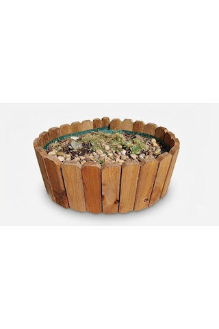 İahşap Doğal Ahşap Bahçe Bordür Çiti 30x120 Cm - Modüler Birleştirilebilir Emprenyeli Çiçeklik Ve Yol Sınırlandırıcı Kahverengi