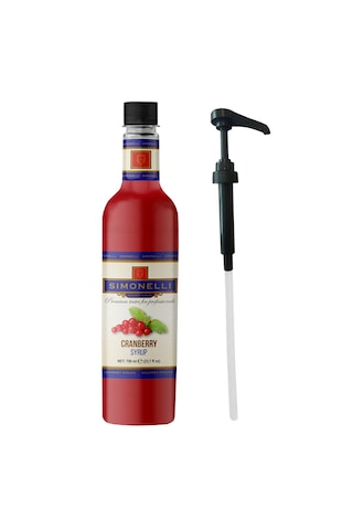 Simonelli Kahve ve Kokteyl Şurubu Kızılcık Aromalı 700 ML + Pompa