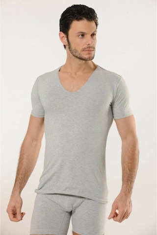 Hmd 713 Derin V Yaka Kısa Kollu Likralı T-shirt - Gri Gri