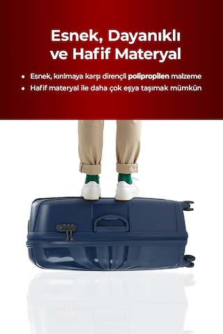 Cotpoly Home Troya Pp Polipropilen Kırılmaz Üçlü Set Valiz 360 Döner Sessiz Tekerlekli Lacivert