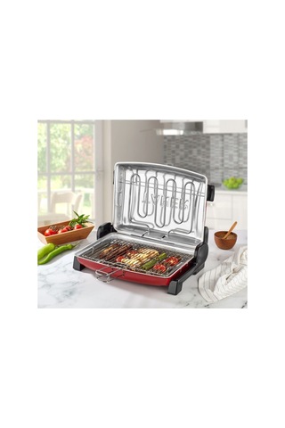 Taner Kebapçı Elektrikli Izgara Mangal Barbekü Çift Telli Büyük Boy + 37 x 28 CM 2 Adet Şiş