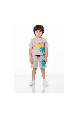 Miniko Kids Erkek Çocuk Lion Modelli Pamuk Şortlu Takım Ekru