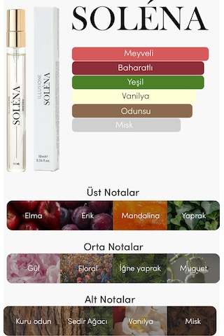 Soléna Edp Seyahat Boy Kadın Parfümü 10ml Baharatlı - Tatlı - Vanilya Narenciye, Gül, Vanilya Aromatik