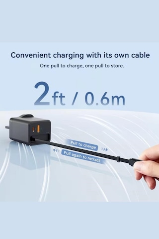 65w Turbo Şarj Aleti Hızlı Şarj Çekilebilir Toplamalı Kablo 67w 1 Usb -1 Type-c Girişli Kablolu