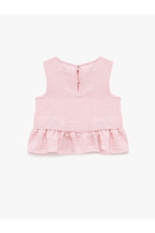 Koton Bisiklet Yaka Kolsuz Fırfırlı Bluz Pembe 6smg60003aw Gül
