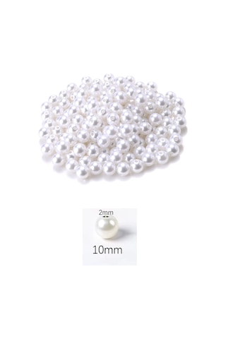 1.000 Gram 1 Kg. 10mm Beyaz Renk Plastik İnci Boncuk Çanta Ve Takı Yapım Boncuğu 1.900 Adet