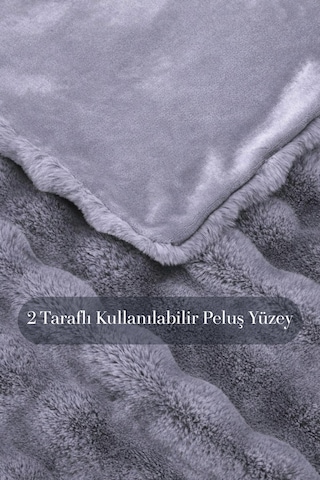 Lory Peluş Kürk Yorgan Seti Çift Kişilik Battal Boy Yumuşak Tüy Dökmez İthal Yatak Örtüsü 3 Parça Gri