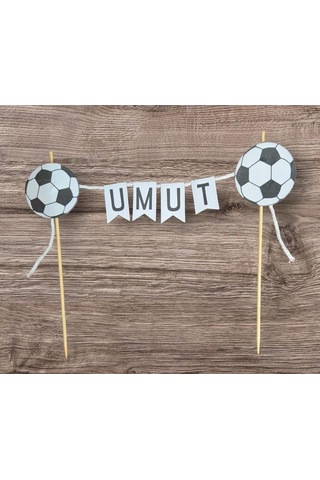 Futbol Konseptli Doğum Günü İsimli Pasta Süsü Fleması