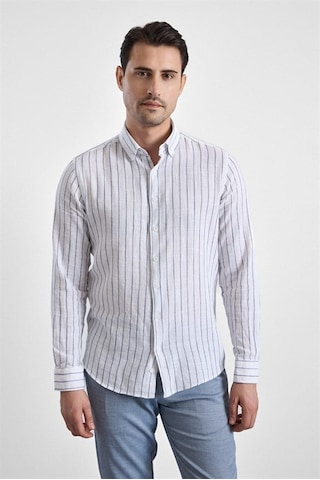 Süvari Lacivert Slim Düğmeli Yaka Casual Gömlek Sgm1008400005-m09