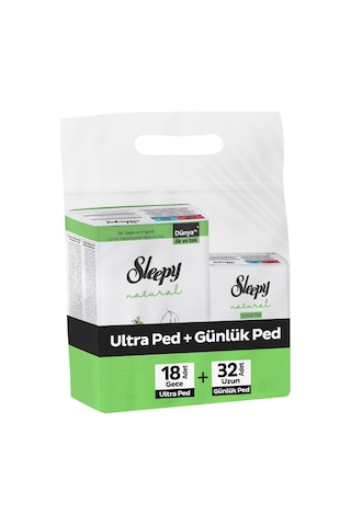 Sleepy Natural Ultra Ped Gece 18'li + Uzun Günlük Ped 32'li
