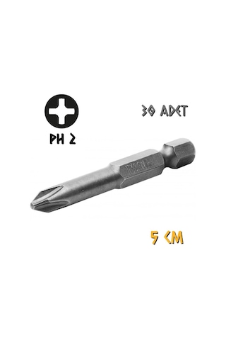 Kupa Tyson Vidalama Ucu Bits Uç - Ph2 Yıldız - 5 Cm. - 30 Adet