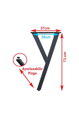 Bin1Fırsatt Metal Ayak 4 Lü Y Model Masa Ayağı Yemek Çalışma Masası Ayakları