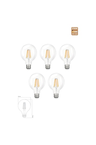 Rustik Led Ampul E27 G95 6w 2700k Gün Işığı 5'li Erd-88