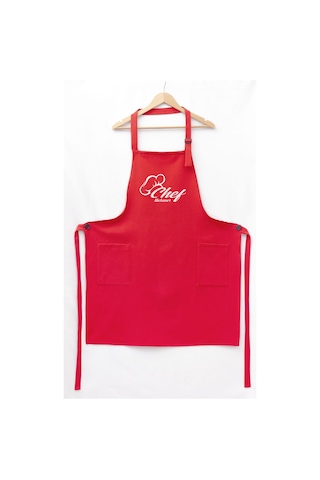 Mutfak Önlüğü Kişiye Ve İsme Özel Nakışlı Mutfak Önlüğü Şef 1 Farklı Renkler Kırmızı