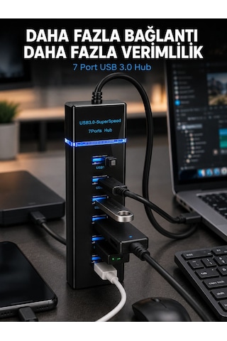7 Port Usb 3.0 Hub 5gbps Süper Hızlı Usb Çoklayıcı