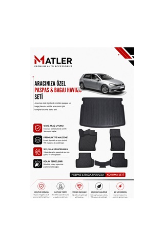 Volkswagen Golf 7 2016 Model 4d Ekstra Havuzlu Paspas Ve Bagaj Havuzu Set